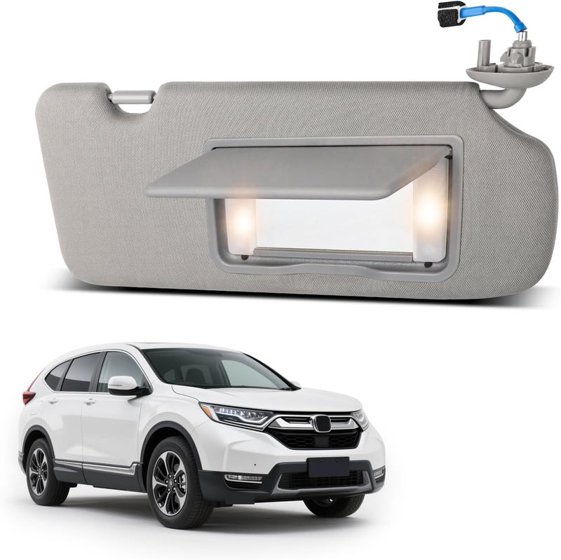 ItranMc Sun Visor Passenger Side for Honda CRV 2017-2022, Right Side Sunvisor with Light Mirror, Gray, Replacement#83230TLAA12ZB - Image 1